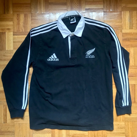 adidas Other - Vintage 90s Adidas New Zealand All Blacks Rugby Polo Shirt long sleeve jerMedium